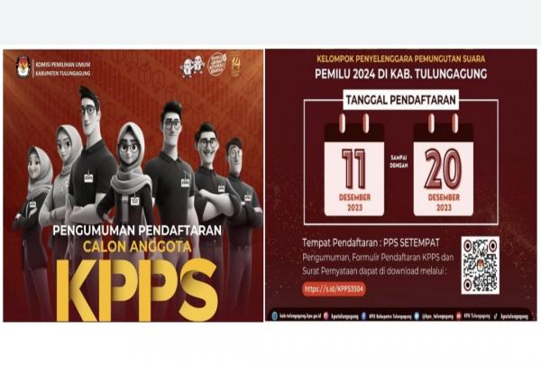 Pengumuman Pendaftaran Calon Anggota KPPS Pemilu 2024 di Kabupaten Tulungagung