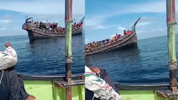 Perahu Nelayan Aceh Halau Kapal Etnis Rohingya di Tengah Laut viral di Medsos