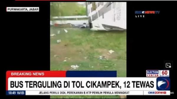 Kecelakaan Maut Hari Ini, Bus Handoyo Terguling di Tol Cipali 12 Orang Tewas