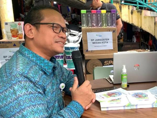 BPJamsostek Medan Kota Sasar Pedagang Pasar Petisah Jadi Peserta
