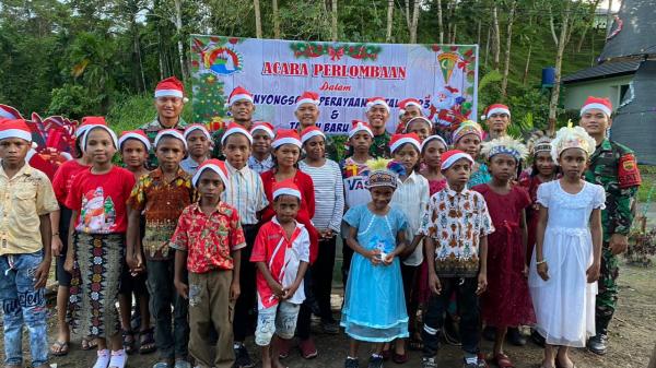 Satgas Yonif 122/TS adakan Lomba Vocal Group dan menyanyikan Lagu Natal Kampung Wembi