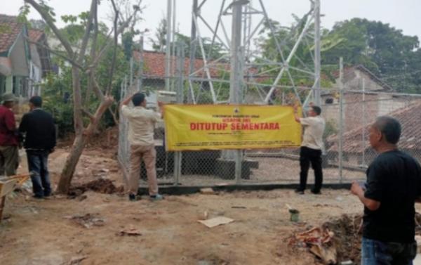 Diduga Belum Mengantongi Izin, Tower BTS di Desa Mekaragung Disegel Satpol PP Lebak