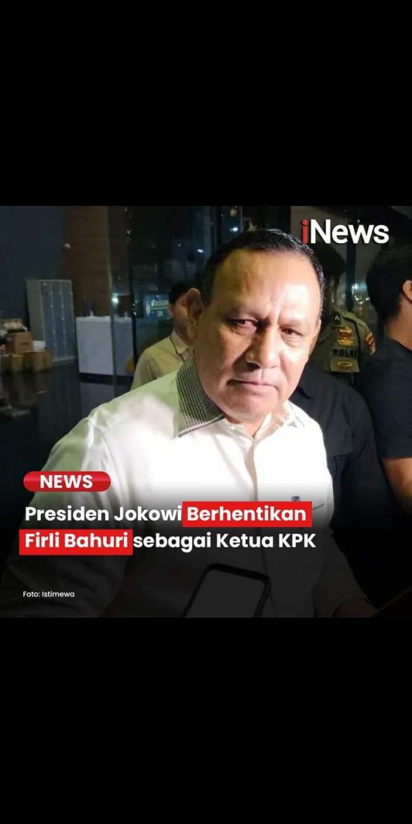 Firli Bahuri Resmi Diberhentikan oleh Presiden Jokowi sebagai Ketua KPK