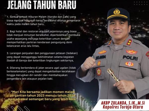 Dukung Surat Edaran Bupati Toraja Utara, AKBP Zulanda: Tidak Ada THM Beroperasi Malam Tahun Baru!