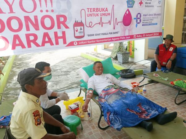 Peringati Hari Amal Bakti Ke-78, Kemenag Pidie Jaya Kumpulkan 19 Kantong Darah