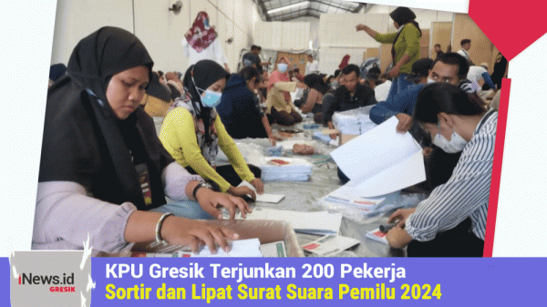 KPU Gresik Terjunkan 200 Pekerja Sortir dan Lipat Surat Suara Pemilu 2024
