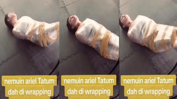 Viral di Medsos Perempuan Cantik Dibungkus Plastik bak Paket, Netizen Sebut Wajah Mirip Ariel Tatum