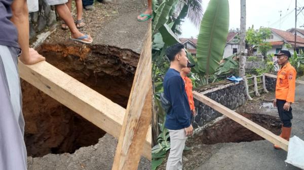 Jembatan Bangbayang Kidul di Ciamis Ambles, Akses Jalan Utama  Sadananya–Kawali Terancam Putus