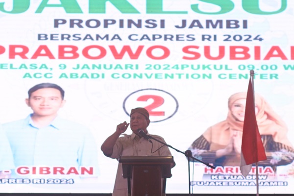 Prabowo Hadiri Deklarasi DPW Paguyuban Keluarga Besar Pujakesuma Jambi