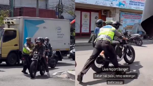 Polisi Terseret Pemotor saat Penertiban Knalpot Brong Viral, Netizen: Mengganggu Telinga, Kasi Keras