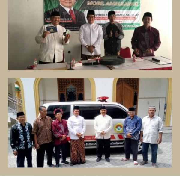 LDII Lamongan Terima Bantuan 1 Unit Mobil Ambulance dari Anggota DPR RI Nasyirul Falah Amru