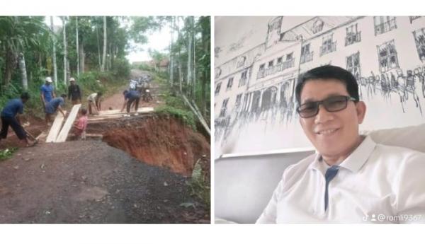 Ambruknya Gorong - gorong Jalan Lintas di Banjar Sakti, Ini Kata Wakil Ketua ll DPRD Romli