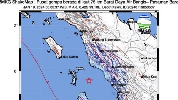 Informasi Gempa : Pasaman Barat Diguncang Gempa Magnitudo 4,8, Terasa Hingga Padang 