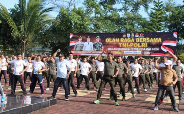 Pemilu Damai 2024, Kapolres dan Forkopimda Lebak Gelar Olahraga Bersama TNI-POLRI