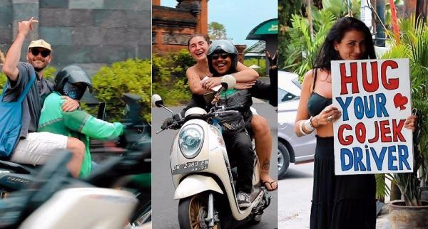 Turis Perempuan Cantik Peluk Driver Ojol di Bali Viral