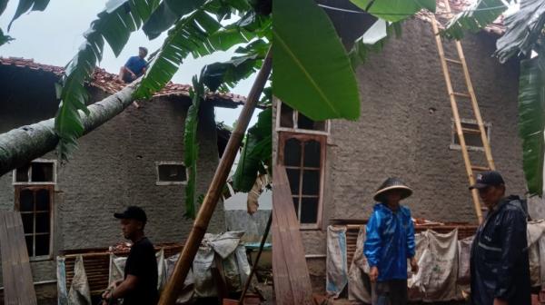 Rumah Warga di Ciamis Kembali Tertimpa Pohon Tumbang saat Hujan Badai Disertai Angin Kencang