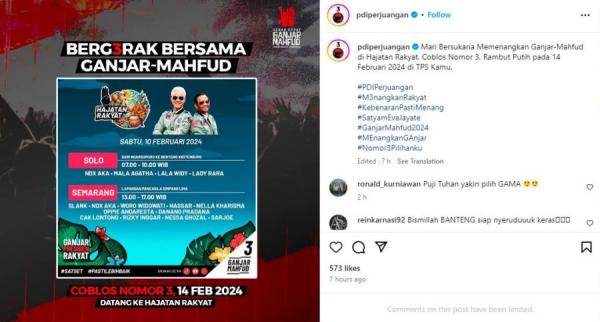 Jadwal Kampanye Ganjar-Mahfud di Solo dan Semarang, Dilengkapi Jam Pelaksanaan!