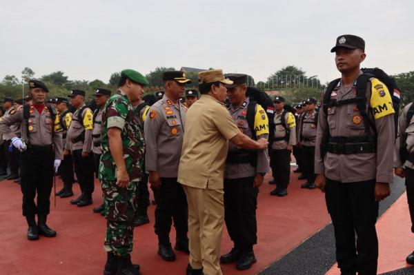 H-2 Pemungutan Suara, Polres Rohul Gelar Apel Akbar Linmas dan Pergeseran Pasukan PAM TPS