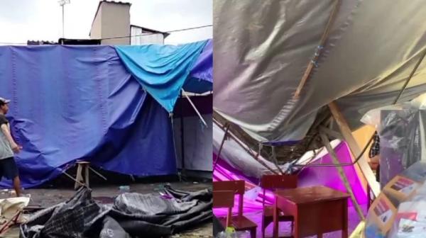 Tenda TPS 50 Riungasih Tasikmalaya Roboh Diterjang Hujan Deras Disertai Angin Kencang