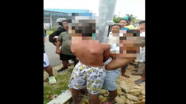 Viral Video 3 Bocah Diduga Mencuri Pakaian di Pasar Laino Muna Diikat di Tiang Listrik
