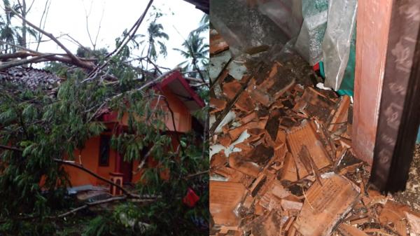 Mencekam, Angin Puting Beliung Rusak Puluhan Rumah di Desa Mangkubumi Sadananya