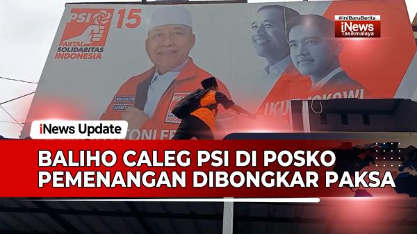 VIDEO: Baliho Caleg PSI di Sekretariat Posko Pemenangan Dibongkar oleh Sejumlah Massa Aksi