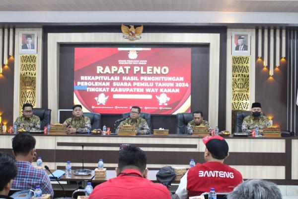 Ketua KPU Way Kanan Pimpin Rapat Pleno Rekapitulasi Penghitungan Perolehan Suara Pemilu 2024