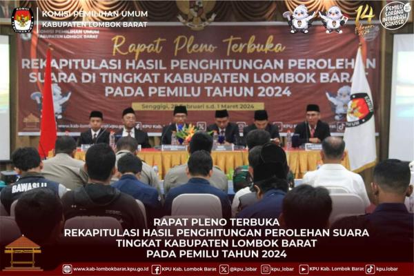 Terbaru, Hasil Pleno Rekapitulasi dan Perhitungan KPU Lombok Barat Caleg DPRD Provinsi Dapil NTB II