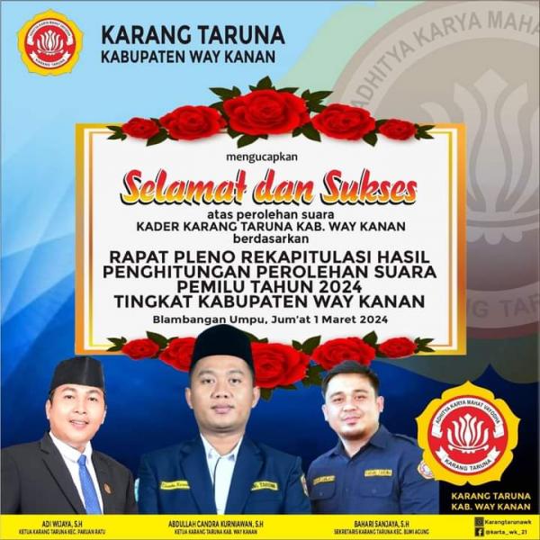 Pleno KPU, 3 Punggawa Karang Taruna Way Kanan Terpilih sebagai Anggota DPRD
