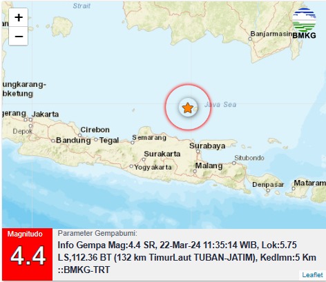 Gempa Besar M6,1 Guncang Tuban Jawa Timur