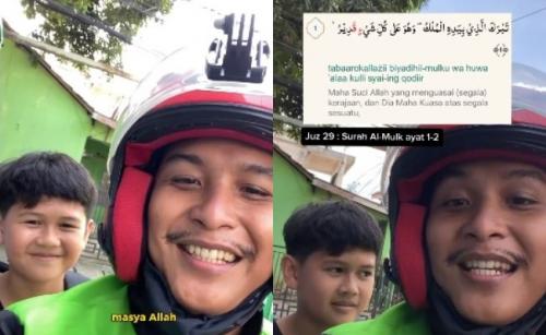 Momen Abang Ojol Dapat Penumpang Anak SD Penghafal Alquran, Bikin Geger Netizen
