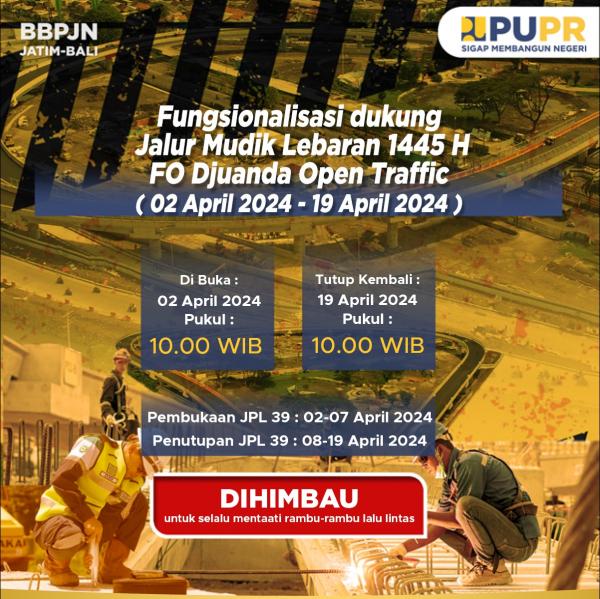 Fly Over Djuanda Dibuka Fungsional Mulai 2 - 19 April Untuk Kelancaran Arus Mudik Lebaran 2024