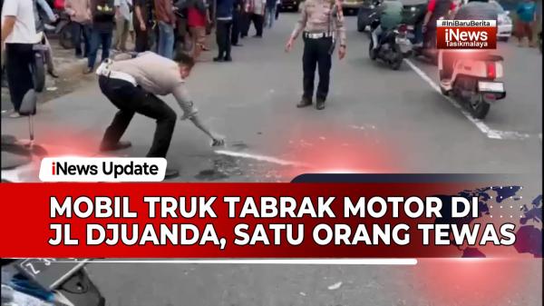 VIDEO: 1 Tewas 2 Luka, Mobil Truk Tabrak Motor di Jalan Djuanda Kota Tasikmalaya