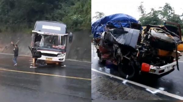 Kecelakaan Hari Ini di Tasikmalaya, Bus Primajasa Tabrakan dengan Truk Colt Diesel di Jalan Gentong
