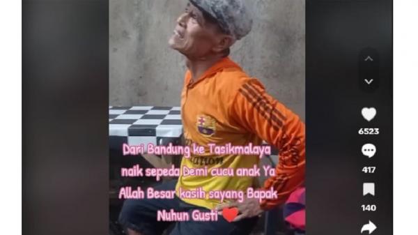 Rindu Berat Sama Anak dan Cucu, Seorang Kakek Nekat Naik Sepeda dari Bandung ke Tasikmalaya Viral