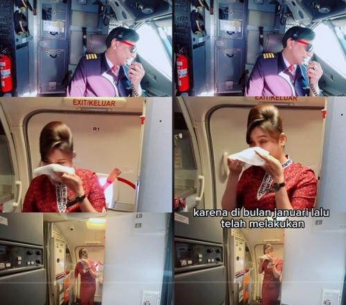 Momen Haru,Pilot Ucap Perpisahan untuk Pramugari di Pesawat Video Viral di Medsos