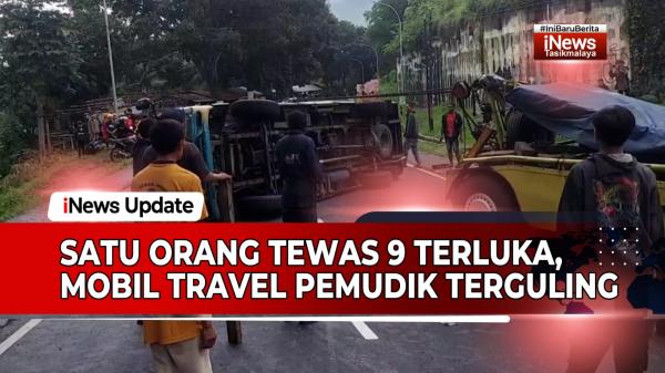 VIDEO: 1 Tewas 9 Terluka, Mobil Travel Pemudik dari Jakarta Terguling di Jalan Gentong Tasikmalaya