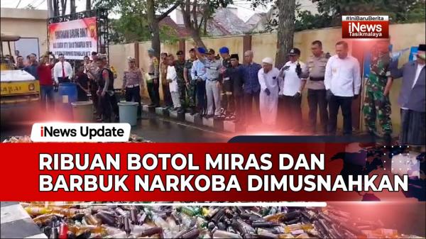 VIDEO: Ribuan Botol Miras Hasil Operasi Pekat Selama Ramadhan Dimusnahkan Polres Tasikmalaya Kota