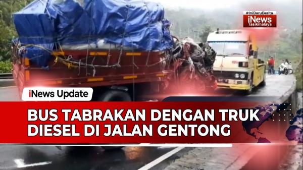 VIDEO: Bus Primajasa Tabrakan dengan Truk Colt Diesel di Jalan Gentong Tasikmalaya