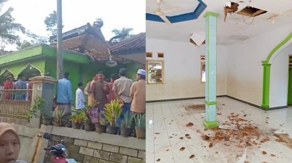 Jemaah Sholat Id di Masjid Nurul Iman Cileungsir Ciamis Berhamburan Keluar karena Kubah Ambruk
