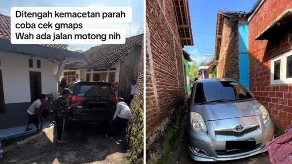 Pajero Sport Masuk Jalan Kampung Ikuti Perintah Google Maps Malah Sengsara, Terjebak Gang Sempit 