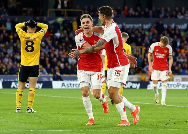 Hasil Liga Inggris: Arsenal Puncaki Klasemen, Kalahkan Wolverhampton Wanderers 2:0 Minggu Dini Hari