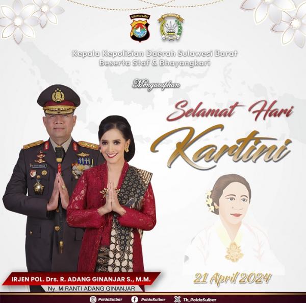 Kapolda dan Ketua PD Bhayangkari Sulbar Ucapkan Selamat Hari Kartini