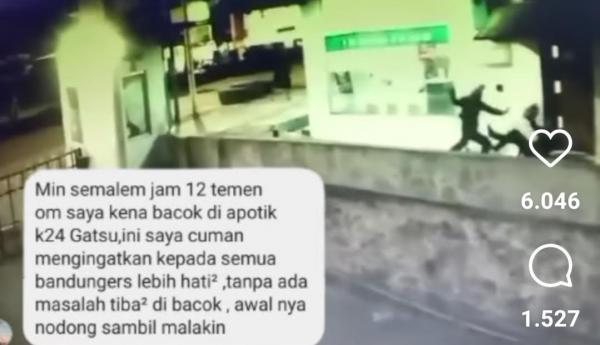 Viral Detik-detik Sekuriti Apotek di Batununggal Bandung Dibacok Perampok