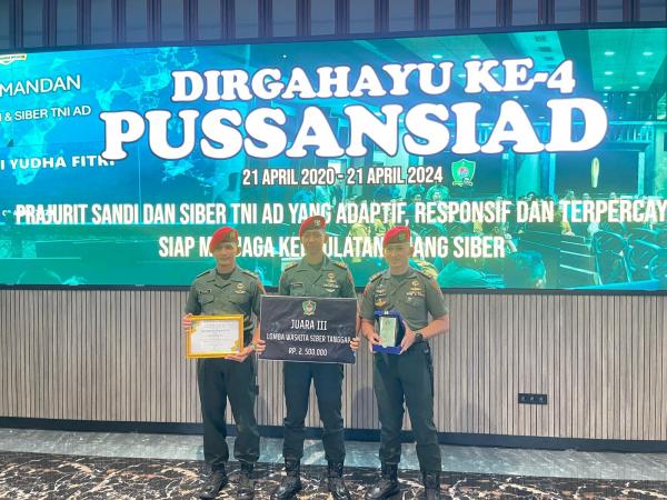 Grup 1 Kopassus Handal di Dunia Digital, Raih Juara 3 Lomba Siber Jajaran TNI AD