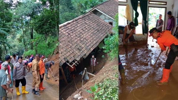 3 Lokasi di Desa Sukahurip Ciamis Longsor saat Diguyur Hujan Badai   