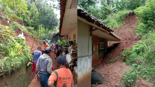 2 Rumah Warga di Sukaresik Ciamis Dihantam Tebing Longsor