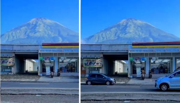 Viral Minimarket di Wonosobo Berlatar Gunung Sindoro yang Indah bak Gunung Fuji Jepang