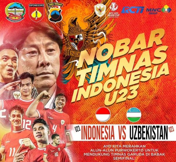 Dukung Timnas, Yuk Nobar Semifinal Piala Asia U-23 Indonesia Vs Uzbekistan di Alun-alun Purwokerto