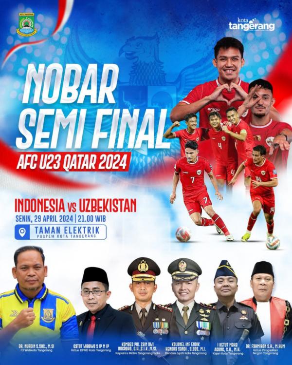 Dukung Timnas U-23 Indonesia Masuk Final, Pemkot Tangerang Gelar Nobar di Taman Elektrik